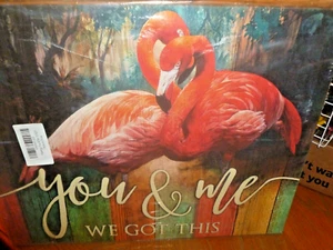 Flamingo Art On Canvas With Hanger "You And Me, We Got This" 16x20 - Picture 1 of 6