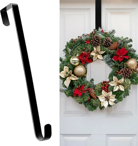 12" Christmas Wreath Door Metal Hanger Holiday Decoration Xmas Black - Picture 1 of 12