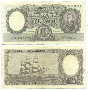 ARGENTINA NOTE 1000 PESOS (1968) IANNELLA-REAL SUFFIX D B# 2167 P 279b VF - Picture 1 of 1
