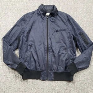 Rag & Bone Bomber Jacket Mens Large Navy Blue Black Full Zip Hideaway Hood - Picture 1 of 11