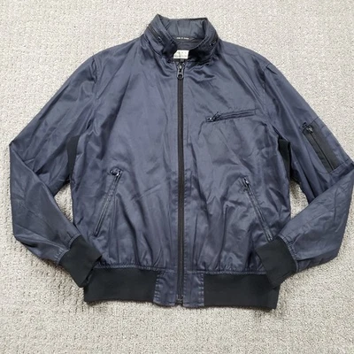 Rag & Bone Bomber Jacket Mens Large Navy Blue Black Full Zip Hideaway Hood - Image 1 of 4