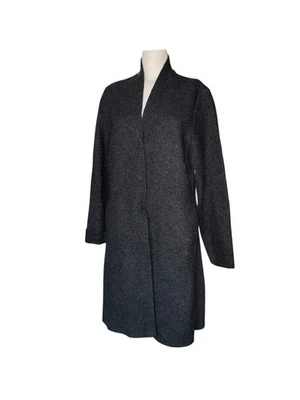 Abrigo EILEEN FISHER 100% Lana Hervida Estructurada Línea A Bolsillos Gris Char talla L Foto 1 de 4