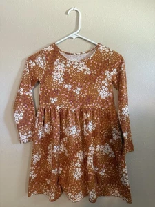 The Children’s Place Light Brown Floral Long Sleeved Girls Dress M 7/8 - Picture 1 of 4