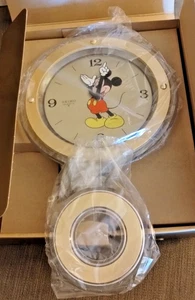 Vintage Disney Mickey Mouse Wall Pendulum Clock 10.5" NOS Tone Seiko Quartz - Picture 1 of 5