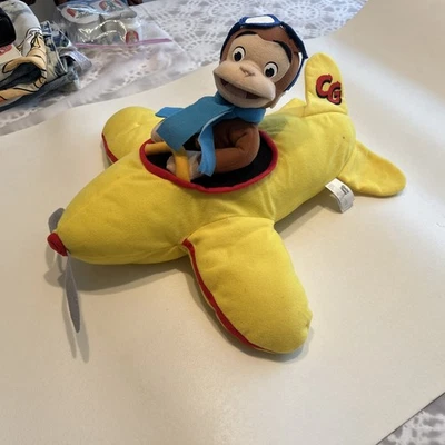NUEVO CON ETIQUETAS CURIOSO GEORGE AVIÓN AMARILLO VOLADOR PELUCHE JUGUETE 17.5" Foto 1 de 4