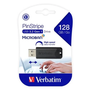Verbatim PinStripe 128GB USB 3.0 Flash Drive 49319 - Picture 1 of 8