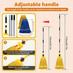 Cotton Mop with 2 String Cotton Mop Heads Portable Looped-End String parpM - Picture 1 of 10