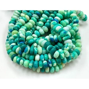 10mm Large Blue Green Shaded Opal Gemstone Beads, Genuine Opal Rondelle Shape - Picture 1 of 8