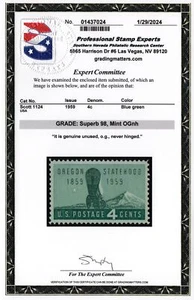 US Scott #1124 | Mint NH | Superb 98 | PSE Cert - Picture 1 of 3