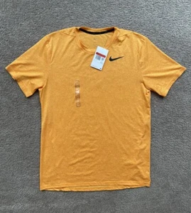 Nike Short Sleeve Yellow Training T-Shirt Men's Large Athletic Performance Tee - Picture 1 of 10