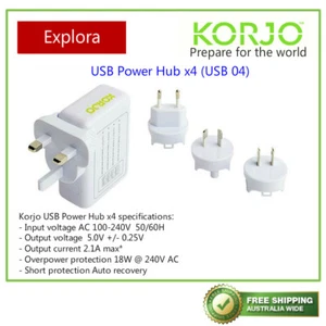 Korjo 4 USB World Travel Power Adaptor Charger Plug AU NZ UK EU US JAPAN (USB04) - Picture 1 of 1