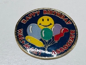 Walmart Wal-Mart Employee Associate Lapel Pin Yellow Smiley Face Happy Birthday - Picture 1 of 2
