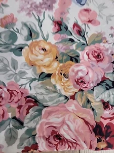 RALPH LAUREN Twin Flat Sheet ALLISON FLORAL Blue Ribbon/Roses/Lilacs VINTAGE - Picture 1 of 4