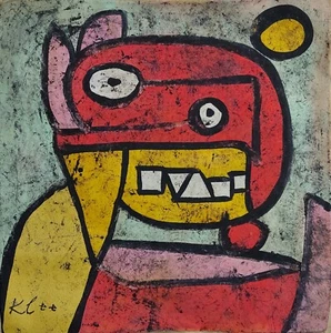 Paul Klee Signed Abstract Expressionist Oil Painting on Canvas-Swiss Modern Art - Picture 1 of 5