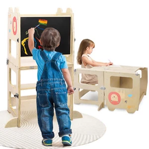 3 in1 Lernturm mit Tafel Lernhocker Kinderstuhl Lernstuhl Tritthocker Montessori - Bild 1 von 10