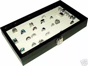 JEWELRY 144 RINGS BOX RING CASE WHITE INSERT ORGANIZER - Picture 1 of 1