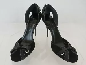 NEW GIVENCHY BLACK SUEDE LEATHER BOW D'ORSAY BOW HEEL PUMPS 39 ITALY - Picture 1 of 12