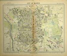 1883 Letts Landkarte Stadt Von Madrid Plan Parks Krankenhaus Royal Palace Museum