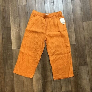 NWT Cynthia Rowley Linen Cropped Pants, Orange, Size XL, Capris, Womens - Picture 1 of 5