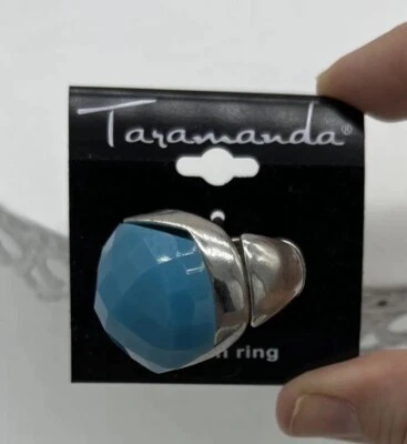 Anillo elástico Taramanda Moda Joyería Imitación Turquesa Color Plateado NUEVO Foto 1 de 4