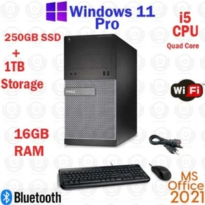 Window 11 Dell OptiPlex SSD 1TB Core i5 16GB RAM HDMI DP WiFi Desktop Computer - Picture 1 of 5