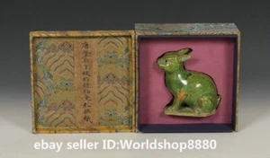 5.8" Tang Dynasty Marked Green Pottery 12 Zodiac Year Rabbit Animal Sculpture - Picture 1 of 9