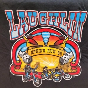 Vtg 1998 Laughlin Spring Run Men's Size Medium Double Sided Shirt Biker USA - Picture 1 of 5