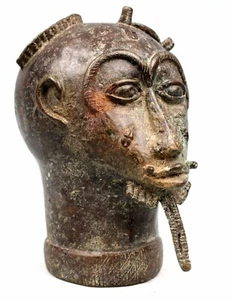 Art African First tribal - Rare Antique Head Bronze Baoulé- 20 CMS - Picture 1 of 12