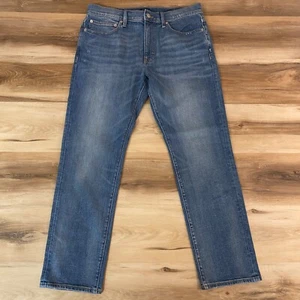 J Crew Jeans Mens 32 x 30 Straight Flex Blue Denim Cotton Stretch Distressed - Picture 1 of 10