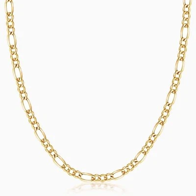 10k Yellow Gold 2mm Italy Figaro Link Chain Necklace Men REAL GOLD - Image 1 of 4