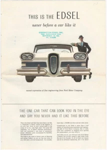1958 ‘This is the Edsel’ Automobile Ford Car Showroom Poster/Counter Brochure - Picture 1 of 3