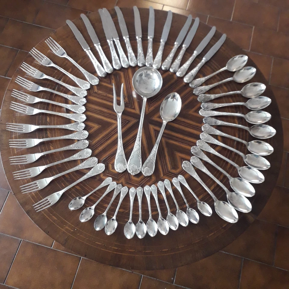 Servito Posate per 12 Persone Arg 800 placcato 51 Pz. - Immagine 1 di 4