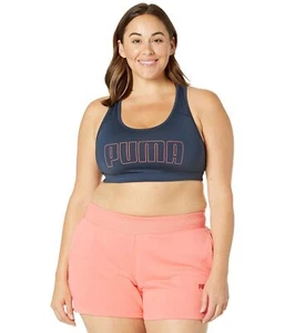 PUMA ESF-12005 Plus Size Mid Impact Bra Spellbound/Sunblaze/Puma Outline 2X - Picture 1 of 2