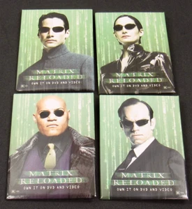 The Matrix Reloaded Promo Pin Set Neo Morpheus Trinity Agent Smith Lot of 4 - Picture 1 of 10