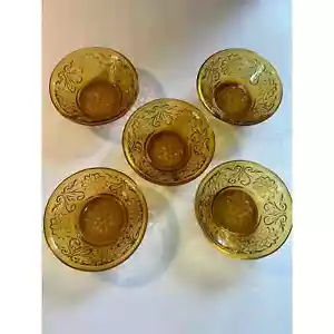 Ciotole da portata vintage Tiara Ambra Indiana vetro set di 5 ciotole da dessert - Foto 1 di 7