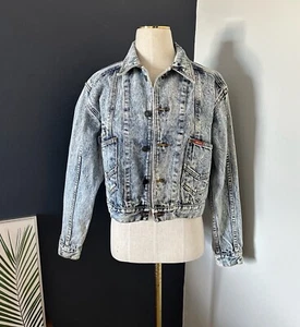 Vintage Jordache Basics Acid Wash Pocket Button Up Denim Jacket 80s 90s Sz M - Picture 1 of 7