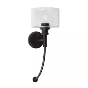 Forte Lighting Zane 1 Light Wall Sconce, Black/Clear - 5748-01-04 - Picture 1 of 1