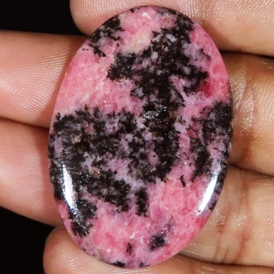 NATURAL RHODONITE 65.15 Carat. (30x44x03 mm) OVAL SHAPE CABOCHON LOOSE GEMSTONE - Image 1 of 4