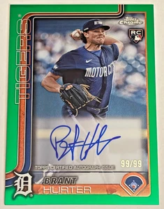 2025 Topps Chrome BRANT HURTER Rookie Green Refractor Auto /99 Detroit Tigers - Imagen 1 de 2