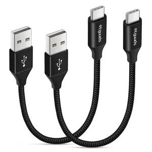 Black Short USB C Cable 1Ft, 2-Pack USB a to USB Type C Charging Cable Fast Char - Photo 1 sur 8