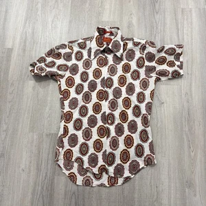 Vintage Kings Road Short Sleeve Button Shirt Men Medium Geometric 70s Party Club - Picture 1 of 10