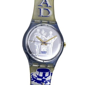 Swatch Swiss Vintage 1995 Watch Kotinos GZ147 Atlanta Olympics Clear Blue 34mm - Picture 1 of 10