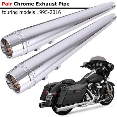 DNA 4" Slip On Mufflers For Harley Touring Road King Street Glide Exhaust Pipes - Image 1 of 4