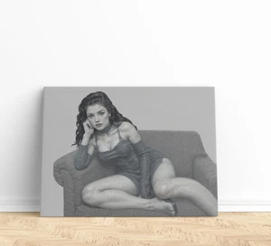 Vtg Retro Black White Portrait Oil Painting Bedroom Home Decor Canvas Painting - Picture 1 of 3