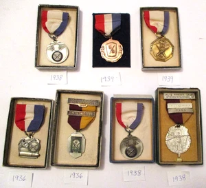 7 VINTAGE 1936-39 MINNESOTA STATE RIFLE SHOOTING MEDALS ~ VERY COLLECTIBLE ~ - Picture 1 of 7