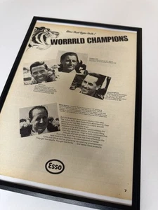 Framed 1967 World Champions Jim Clark Graham Hill J Brabham Esso Magazine Advert - Picture 1 of 1
