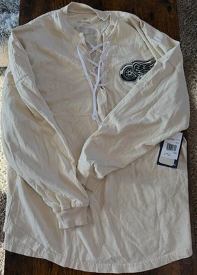 Detroit Red Wings - Fanatics Cream Original Six Lace-up Spirit Jersey LS NWT - M - Image 1 of 4