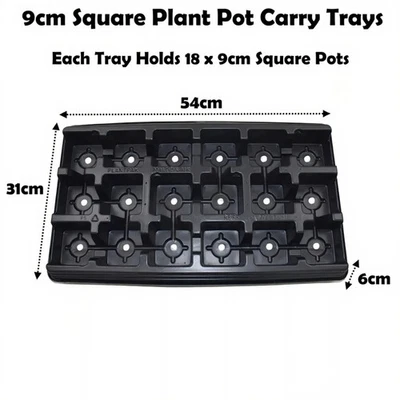 9cm Square Plant Pot Carry Trays Market Transport Tray Flower Pots Holders - Image 1 of 3