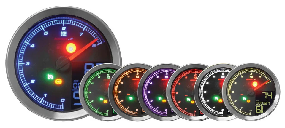 Medidores Koso North America serie HD-04 - Cromo motocicleta bicicleta de calle BA041000 Foto 1 de 4