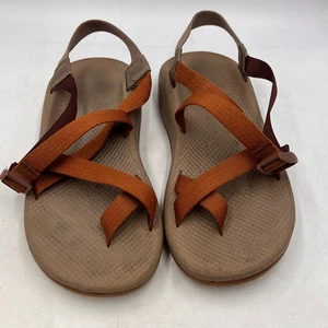 Chaco Men Sandals GREY AND BROWN Straps Hiking Sz M 10 TOE LOOP - Picture 1 of 9